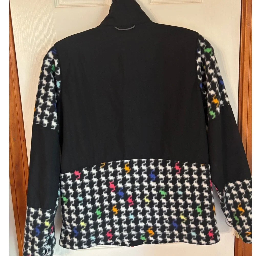 Columbia Interchange Fleece‎ Jacket Houndstooth Black Pink Youth Size 14/16